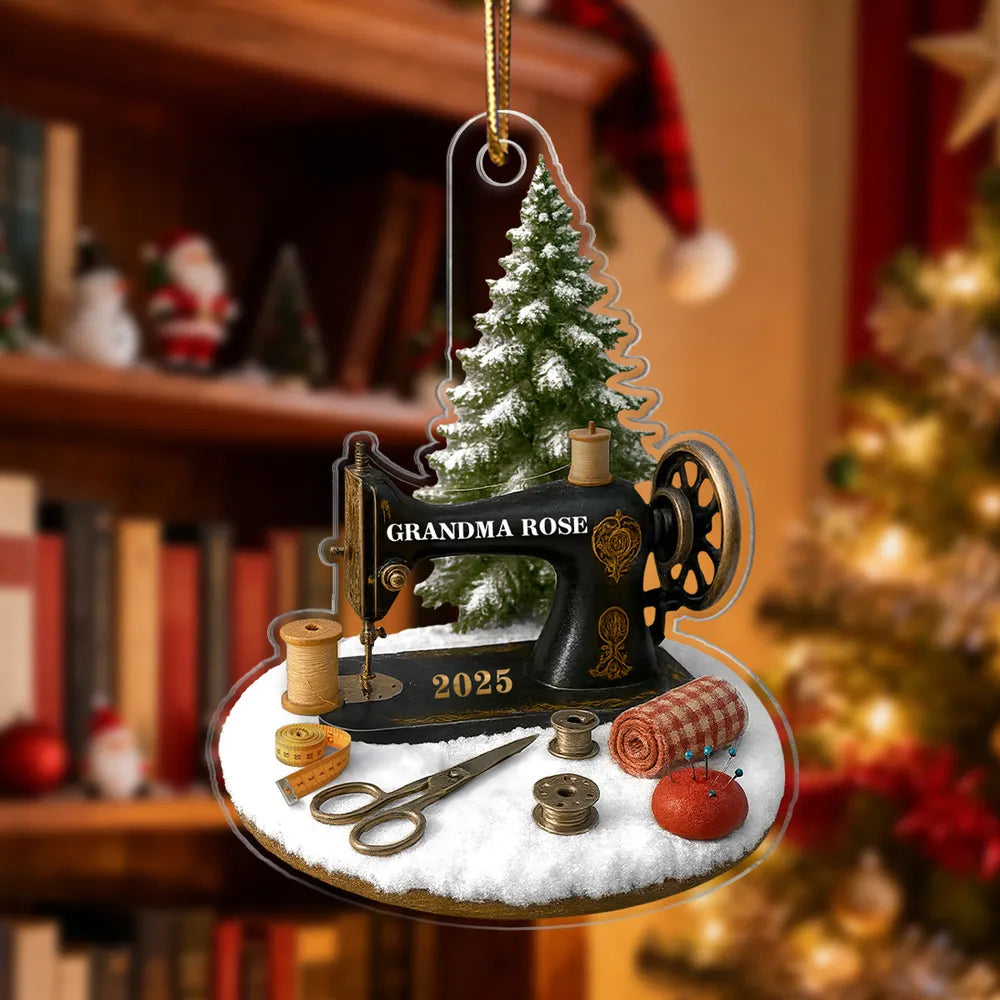 3D Effect Sewing Things - Personalized Acrylic Ornament - Gift For Grandma, Mom
