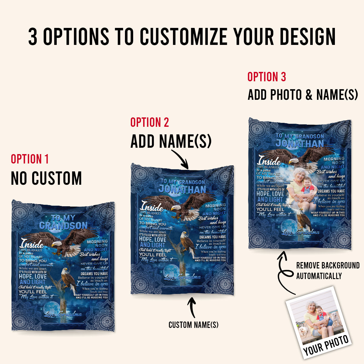 Gift For Grandson, Eagle To My Grandson I'll Be Hugging You - Love From Grandma Live Preview