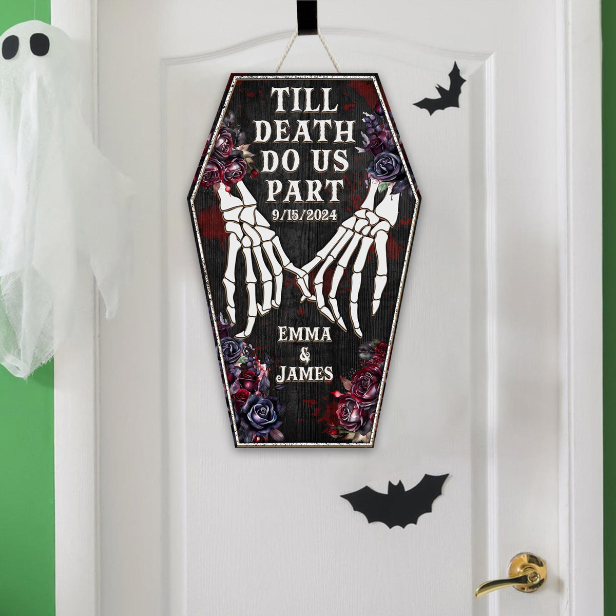Personalized Skeleton Couple Sign, Halloween Sign For Couple, Halloween Decor, Anniversary Gifts, Halloween Wedding Decor