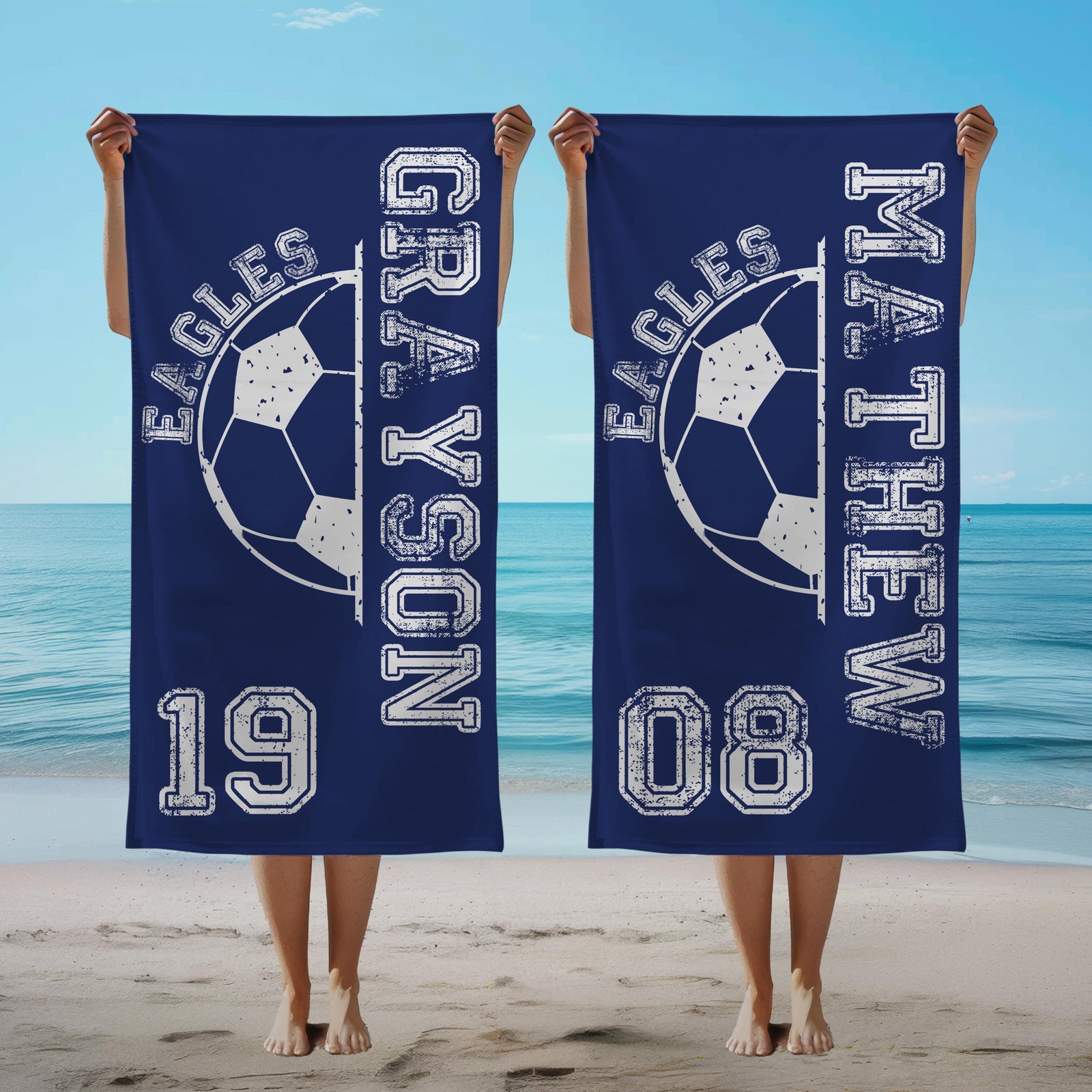 Custom Soccer Towel, Personalized Name Towel for Players, Senior Soccer Gift, Team Gift, Soccer Birthday Gift, Girls Sports Towel
