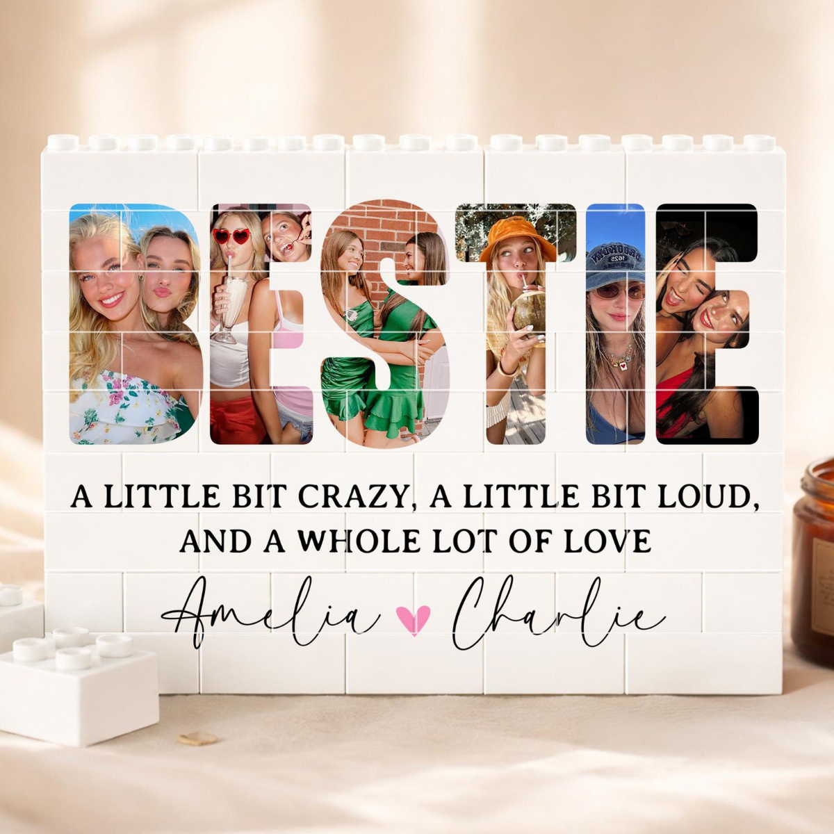 Personalized Best Friend Photo Gift: Friendship Picture Building Block, Bestie Gift for Birthday