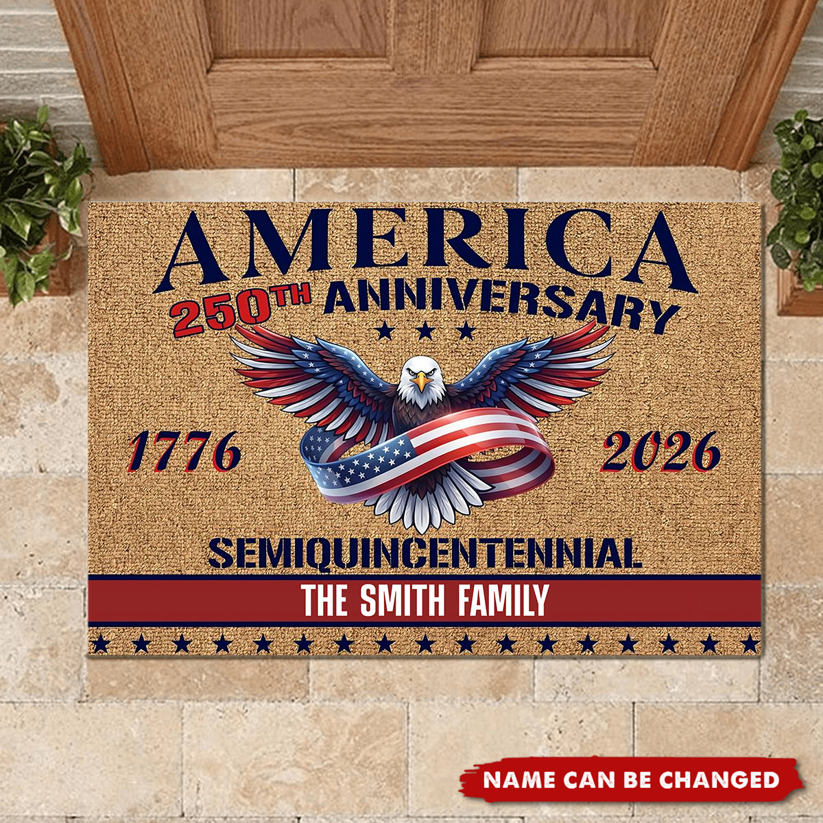 America Anniversary - Personalized Doormat - Freedom Anniversary Gift