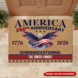 America Anniversary - Personalized Doormat - Freedom Anniversary Gift