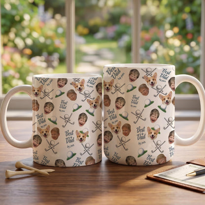 Personalized Golf Dad Mug, Custom Kid Face Best Dad By Par Coffee Mug, Father s Day Gift for Dad, Golf Lover Gift