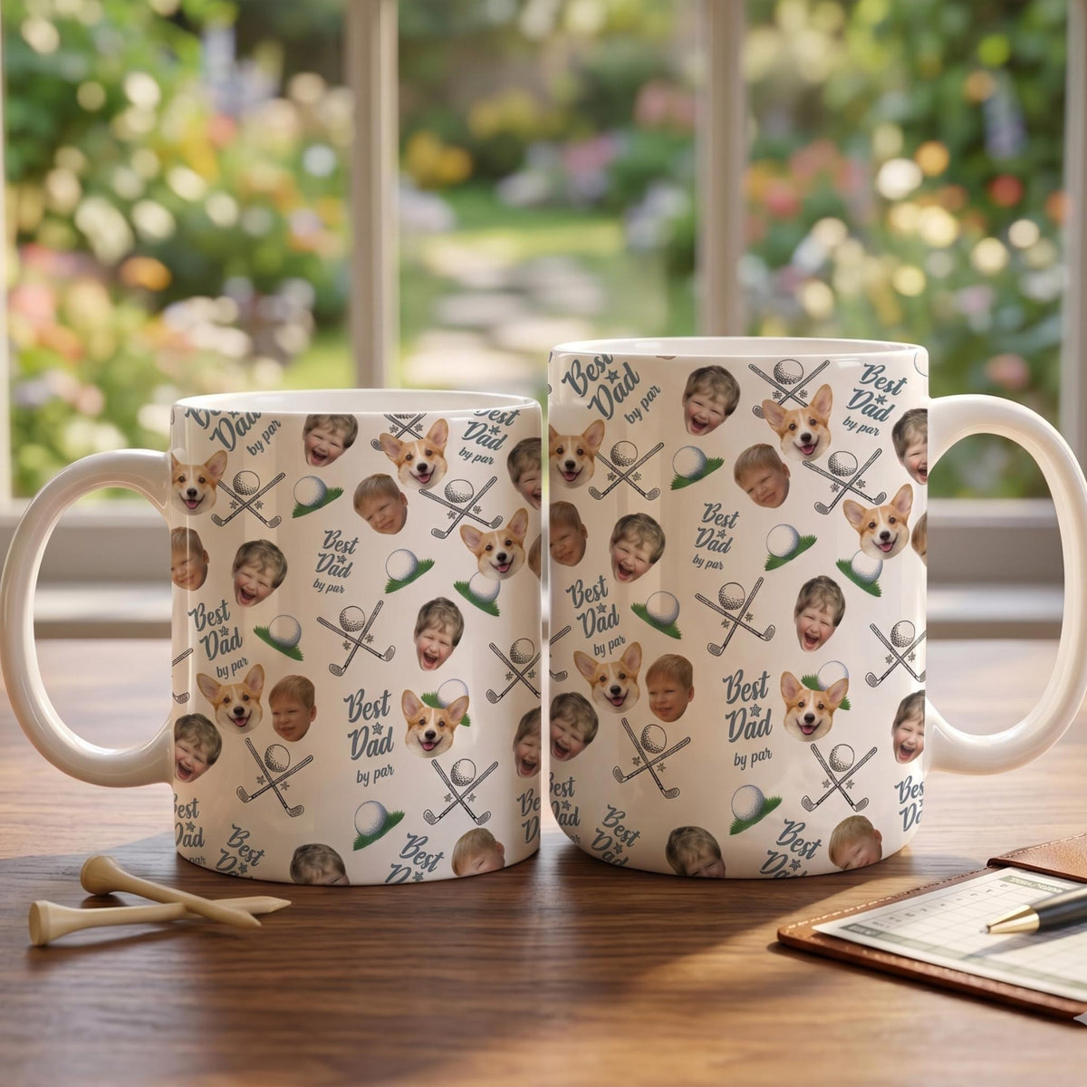 Personalized Golf Dad Mug, Custom Kid Face Best Dad By Par Coffee Mug, Father s Day Gift for Dad, Golf Lover Gift
