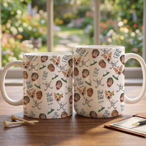 Personalized Golf Dad Mug, Custom Kid Face Best Dad By Par Coffee Mug, Father s Day Gift for Dad, Golf Lover Gift