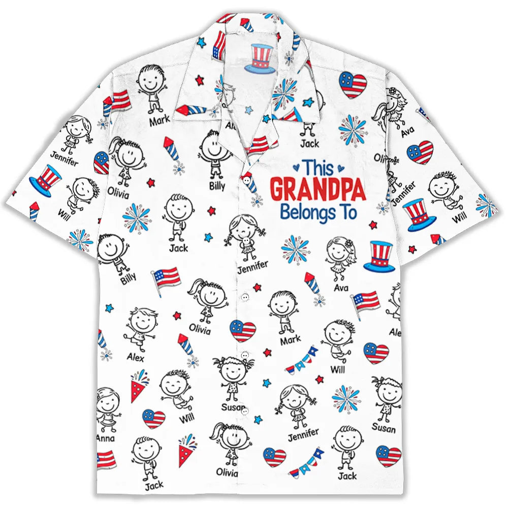 American Daddy Papa - Personalized Hawaiian Shirt - Summer Gift, Shirt For Dad, Grandpa, 4th Of July Shirt