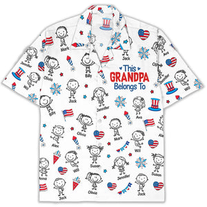 American Daddy Papa - Personalized Hawaiian Shirt - Summer Gift, Shirt For Dad, Grandpa, 4th Of July Shirt