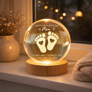 Happy Mother's Day From The Bump - Personalized Crystal Ball LED Night Light - First Mother's Day For Pregnancy Mom