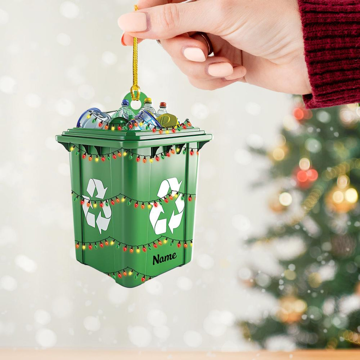 Personalized Recycling Bin Ornament, Trash Can Christmas Ornament, Garbage Can Ornament, Rubbish Bin Ornament,Gift For Sanitation Worker