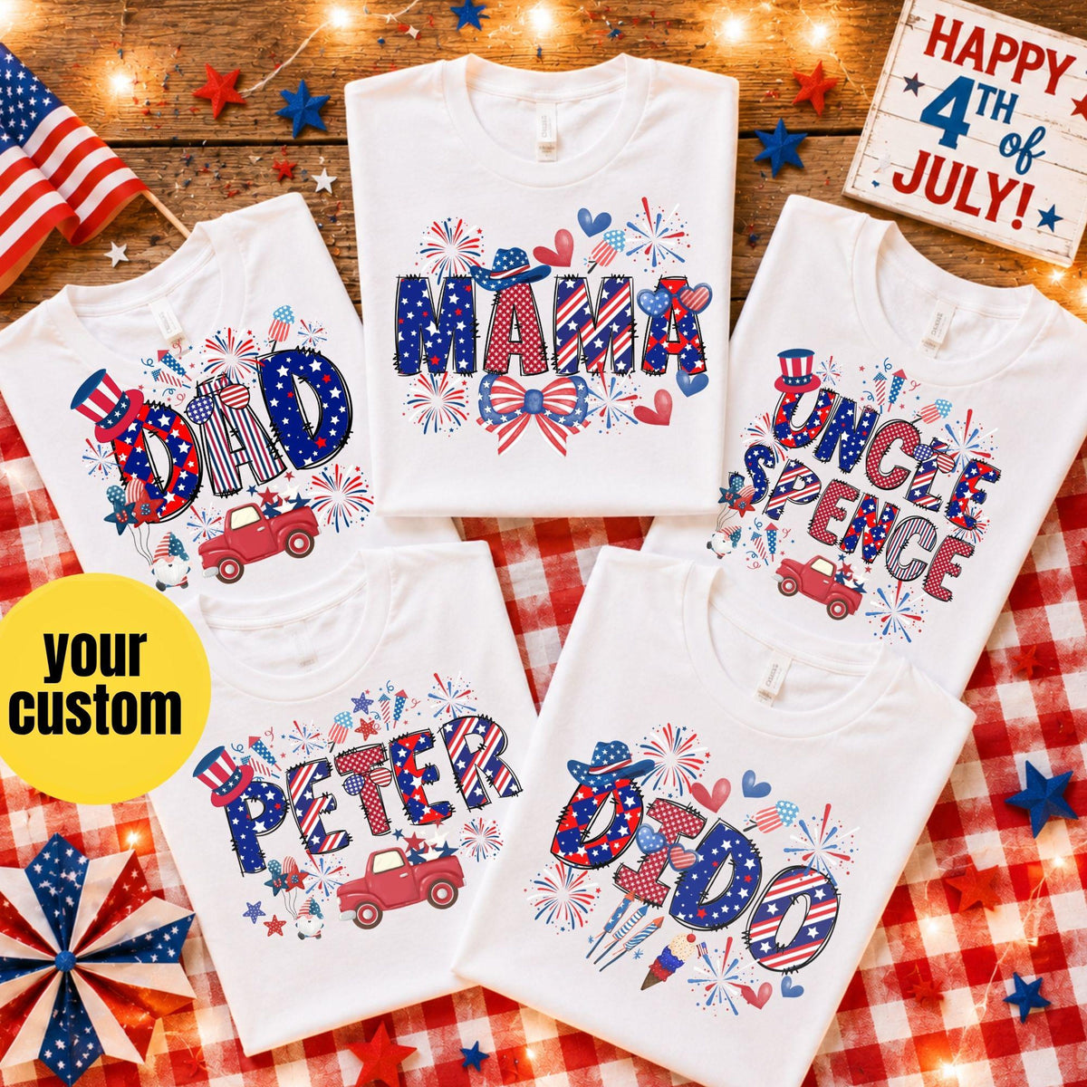 Personalized 4th Of July Shirt, Family Shirt, Celebration Shirt, USA Shirt, Patriotic Family Tees, Custom Name Tee, Custom Name Toddler Youth Tee