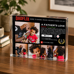 Personalized Dadflix Acrylic Block Plaque, Custom Father s Day Photo Gift for Dad, Acrylic Keepsake with Family Pictures, Unique Gift for Father from Kids