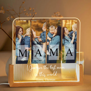 Mama You're The Best Mom Photo Collage - Personalized Desk Name Plate - Gift For Mom, Mother's Day, Birthday Gift