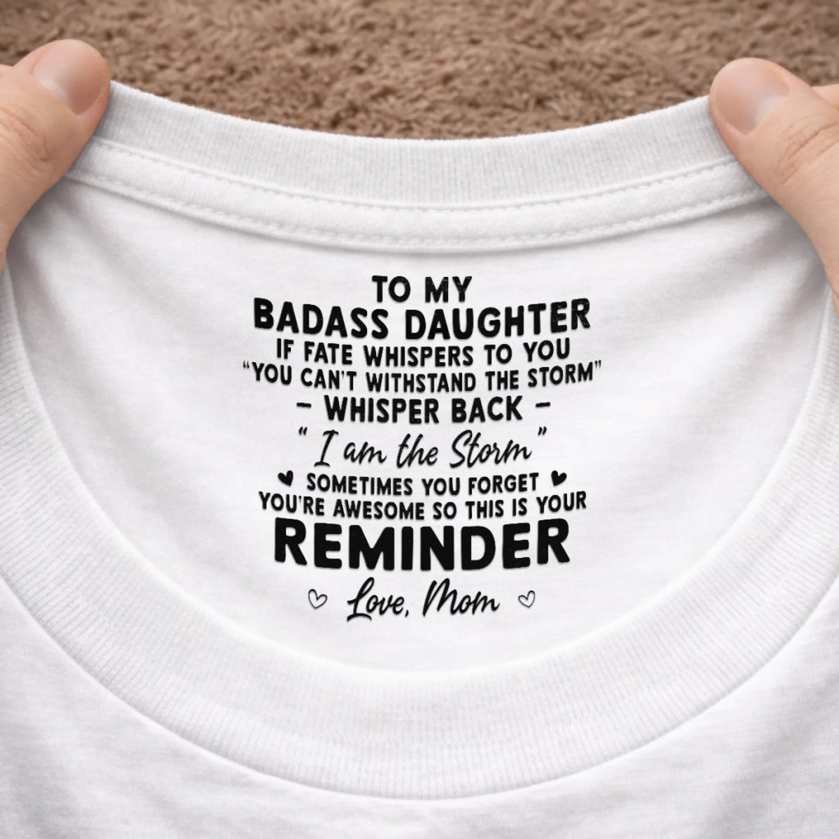 To My Daughter You're Awesome - Personalized Neck Print T Shirt - Gift For Daughter