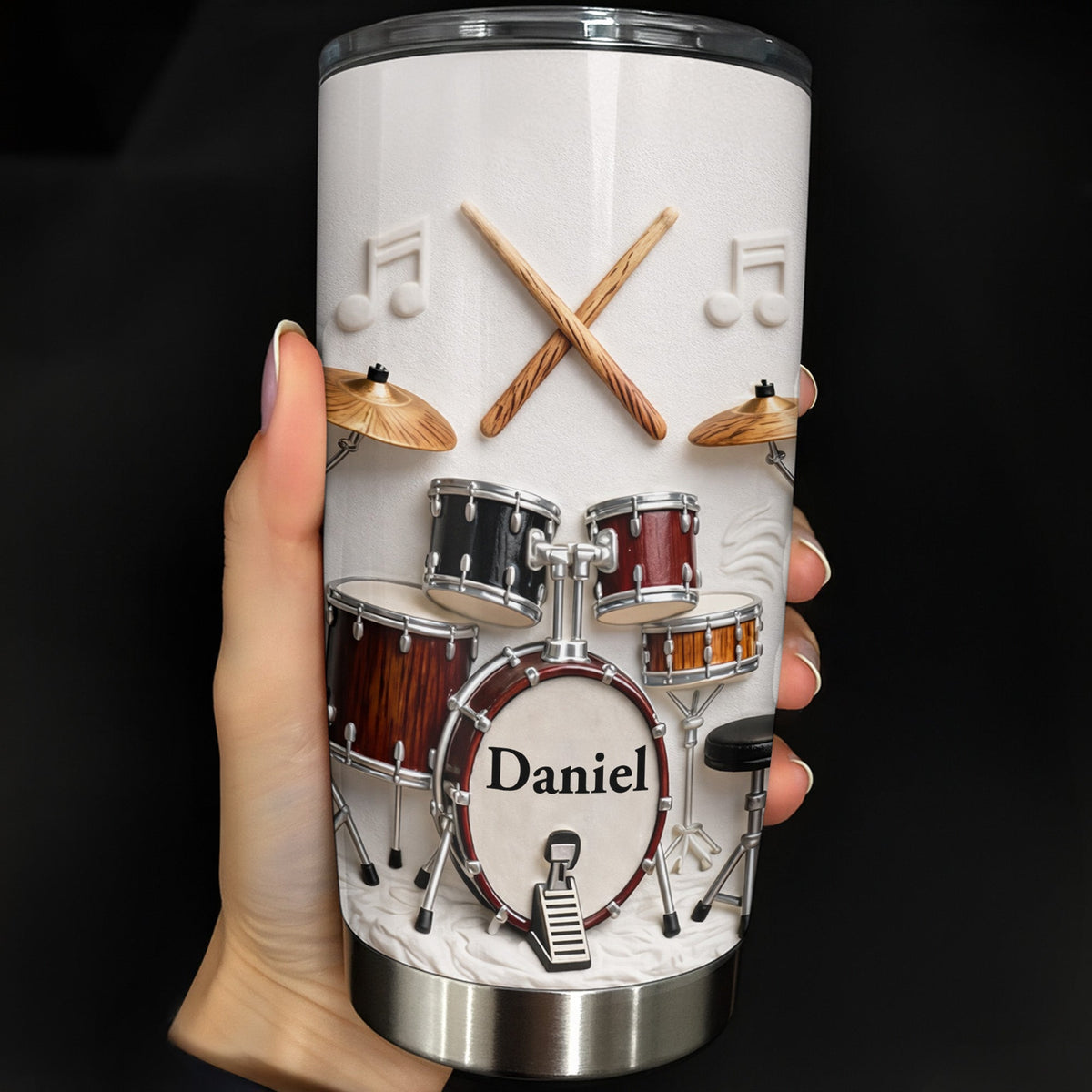 A Passion For Rhythm, Personalized Stainless Steel Tumbler, Gift For Drummers