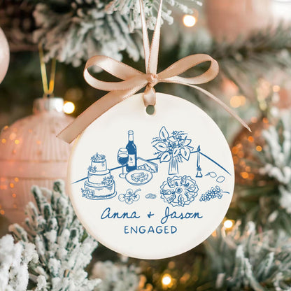 Personalized Engaged Ornament, Engagement Gift, Custom Married Ornament, Wedding Party Keepsake Gifts, Wedding Decor Favors, Newlywed Gift
