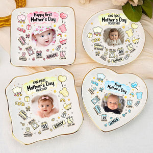 Custom Photo Our First Mother's Day Information Icon - Personalized Ring Dish