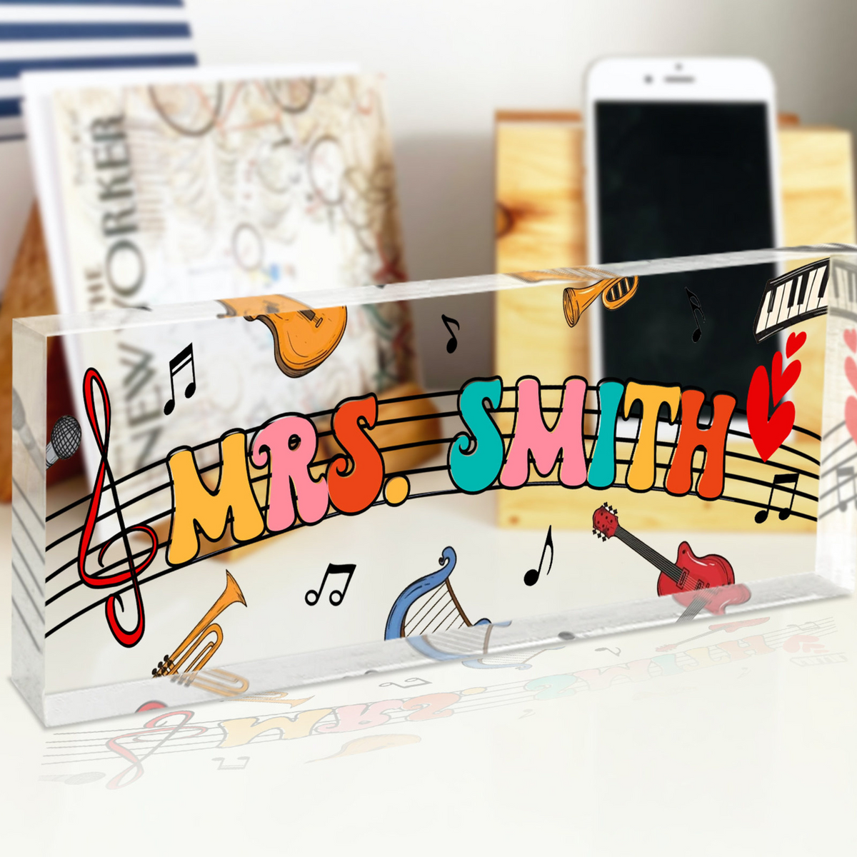 Music Teacher Sign, Personalized Teacher Name Sign, Music Teacher Gifts, Cute Classroom Decor, Teacher Desk Name Plate, Funny Teacher Plaque