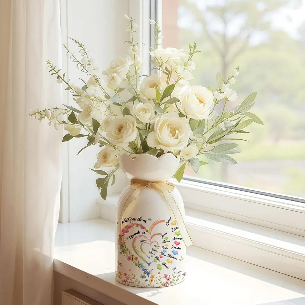 Great Grandma Heart - Personalized Bloom Vase - Gift For Great Grandma, Grandma, Mother's Day Gift
