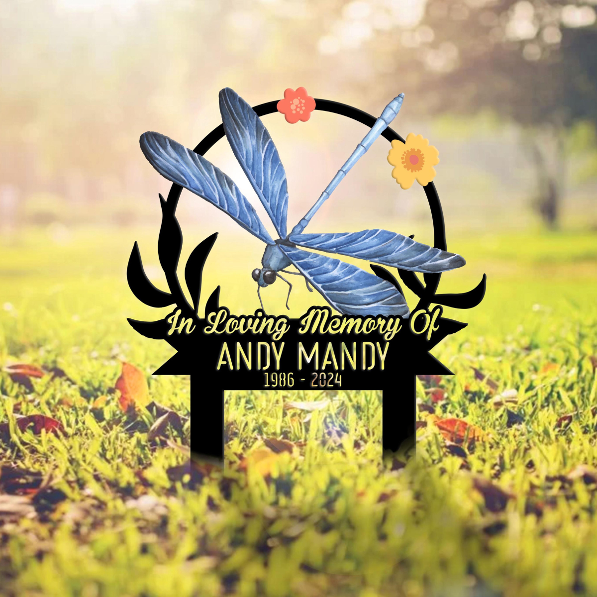 Custom Dragonfly Memorial Stake, Personalized Mom Loss Dragonfly Garden Memorial Plaque, Memorial Plaque, Cemetery Stake, Remembrance Gift