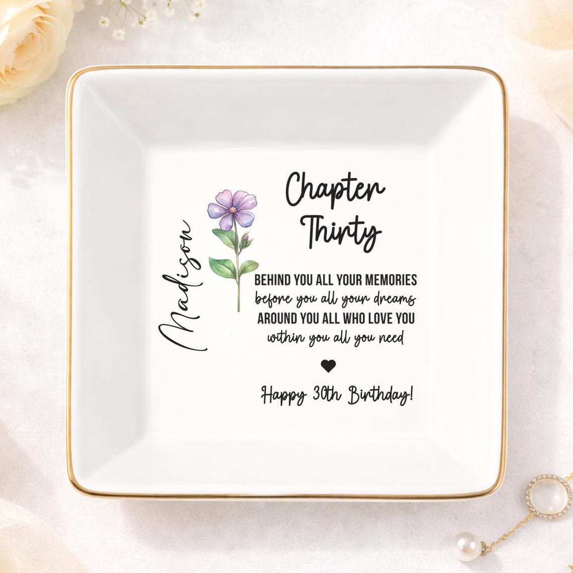 30th Birthday Gifts For Women, Personalized 30th Birthday Jewelry Tray, Thirty Birthday Ring Dish, 30th Birthday Gift for Her