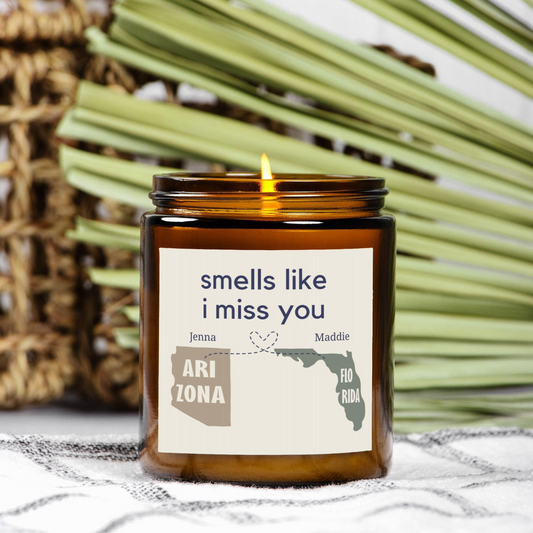 Smells Like I Miss You Candle Cup, Long Distance Gift, Custom Best Friends Moving Far Away Gift, Thinking Of You Gift