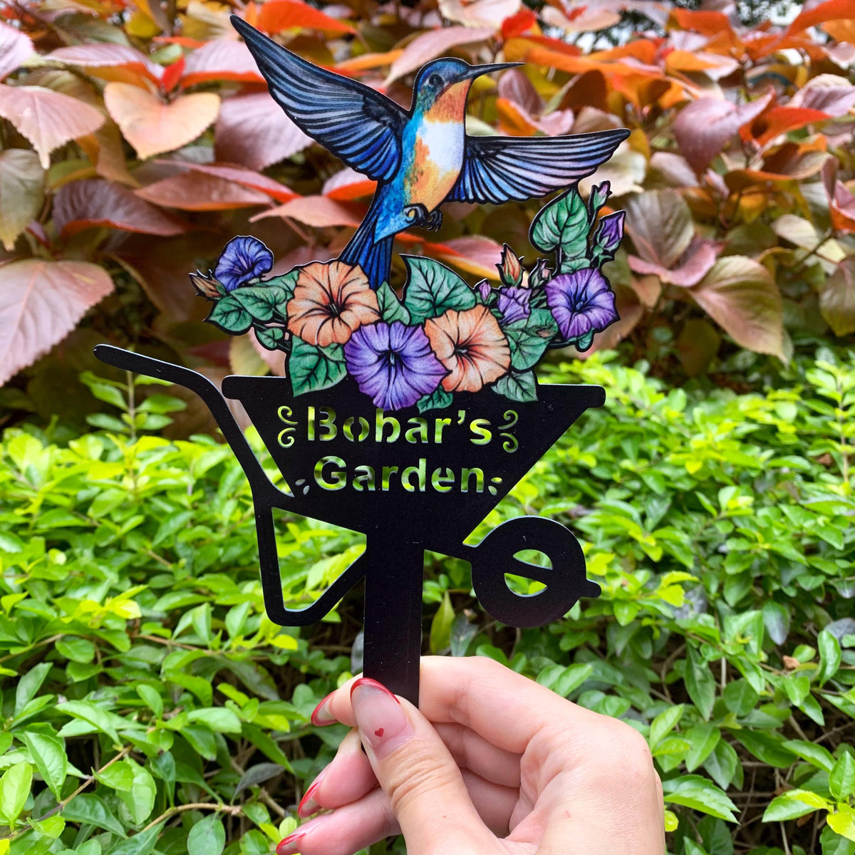 Custom Hummingbird Garden Stake, Personalised Bird Garden Name Sign, Hummingbird Garden Decor, Gardener Gift, Grandma Nana Gift,Mother's Day