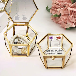 It Takes A Long Time To Grow An Old Friend - Personalized Hexagonal Glass Ring Box - Gift For Sister, Bestie, Friend