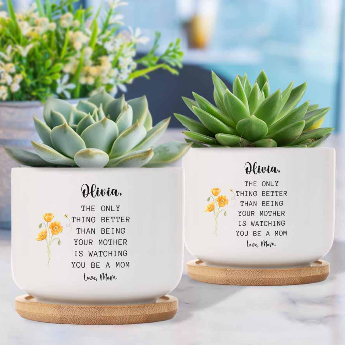 Custom Plant Pot Gift for Pregnant Daughter, Personalized Gift for Daughter, Custom Vase for Daughter, First Mothers Day Gift for New Mom