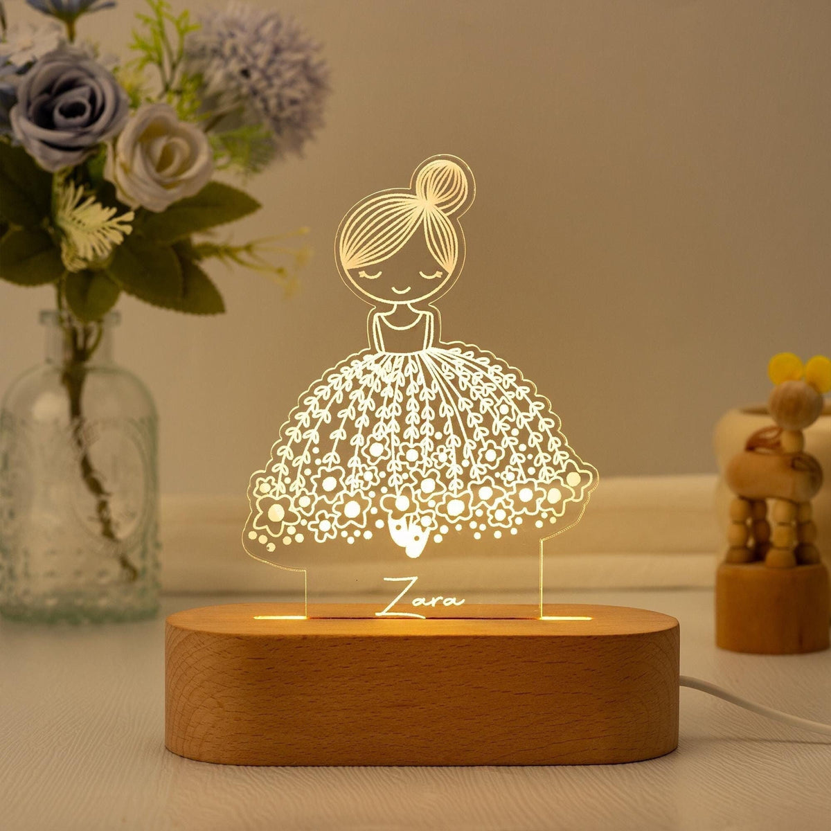Personalized Ballerina Girl with Name, Custom Night Light with Name, Nursery Room Lamp, Christmas Gift, Ballet Gift, Birthday Gift for Her
