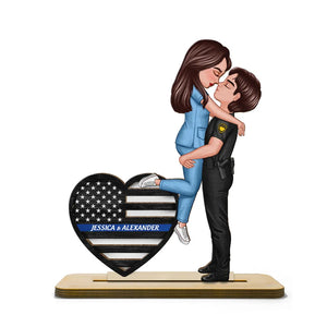 Hero Couple Hugging Kissing Keepsake Gift by Occupation Personalized Wooden Plaque, Valentine's Day Gift For Couple