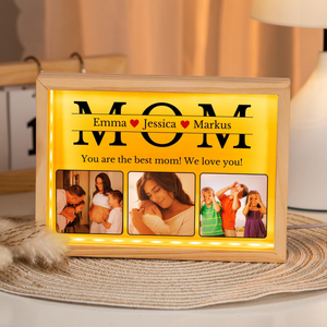 Mom We Love You Custom Photo - Personalized Photo Light Frame - Gift for Mom Custom Picture, Gift from Kids