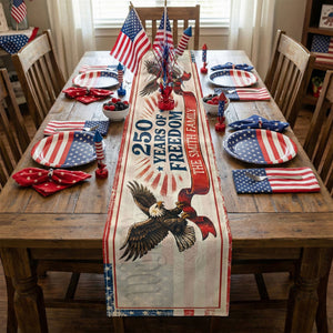 Family Names Freedom - Personalized Table Runner - 4th Of July Gift For Family, 250th Home Decoration