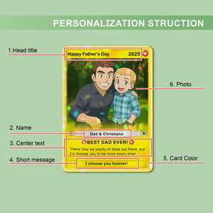 Personalized Father's Day Gift For Dad, Father's Day Card, Custom Photo Trading Card, Gamer Dad Gift From Kids, Gift For Husband