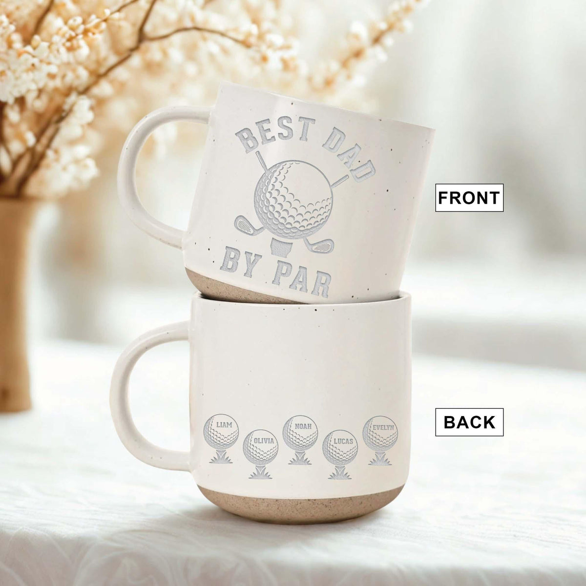 Father's Day Gift, Custom Best Dad By Par With Kid Names Pottery Mug, Personalized Golf Gift For Granpa Dad, Golf Dad Gift 2026, New Dad Gift