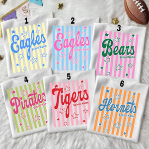 Comfort Colors Custom Mascot Team Shirts, Striped School Spirit Shirt, Game Day Mom Shirt, Back To School