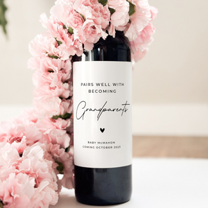 Pregnancy Announcement New Grandparent Gift, Pregnancy Reveal Champagne Label for Baby Reveal