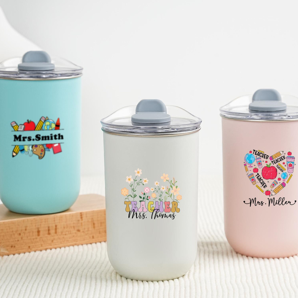 Personalised Teacher Tumbler with Name, Custom Wine Cup, Insulated Travel Mug, Iced Coffee Cup, Thank You Gift, Teacher Appreciation Gift