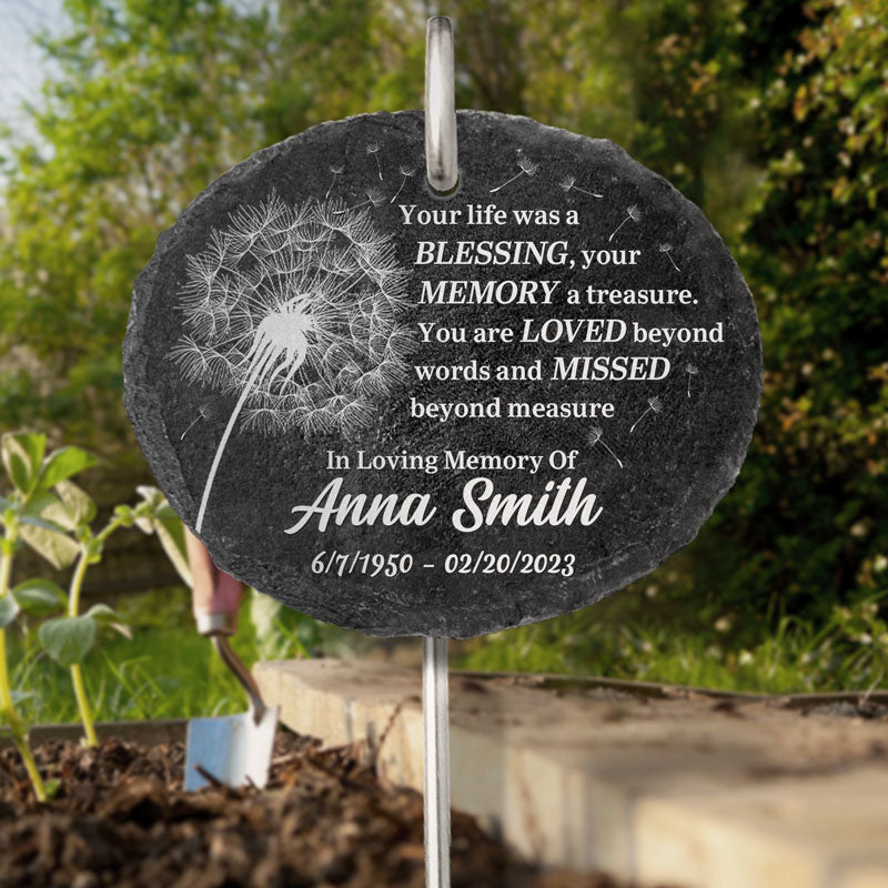 Thank You For Your Blessing Life - Personalized Slate Plaque - Sympathy Gift For Family Members, Memorial Gift