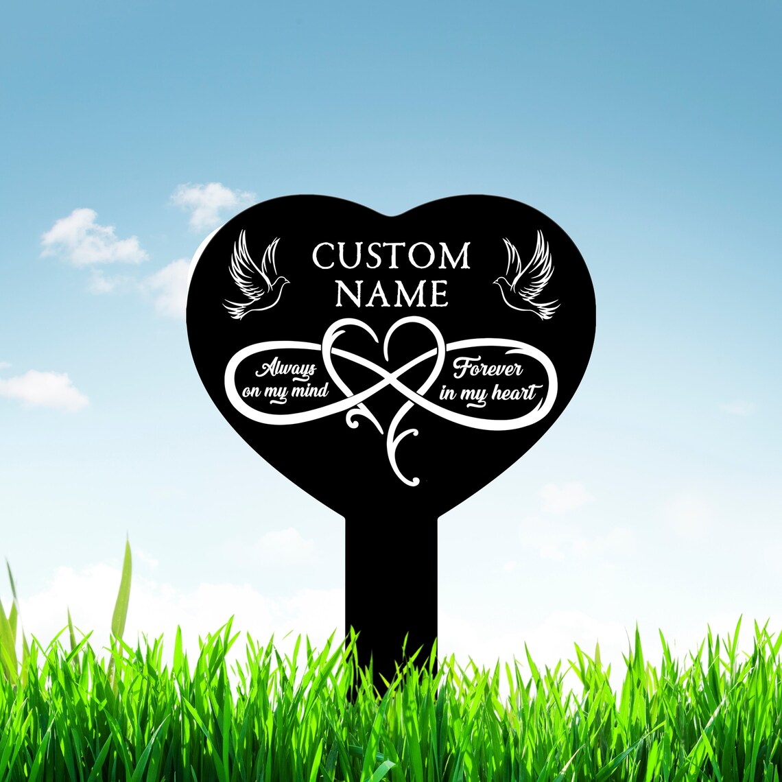 Memorial Grave Marker Personalized, Sympathy Plaques, Loss of Loved One, Remembrance Stake, Keepsake Yard Sign, Dove Memorial Plaques