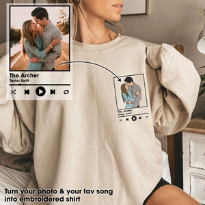 Custom Photo Love Song For Couple Embroidered Apparel