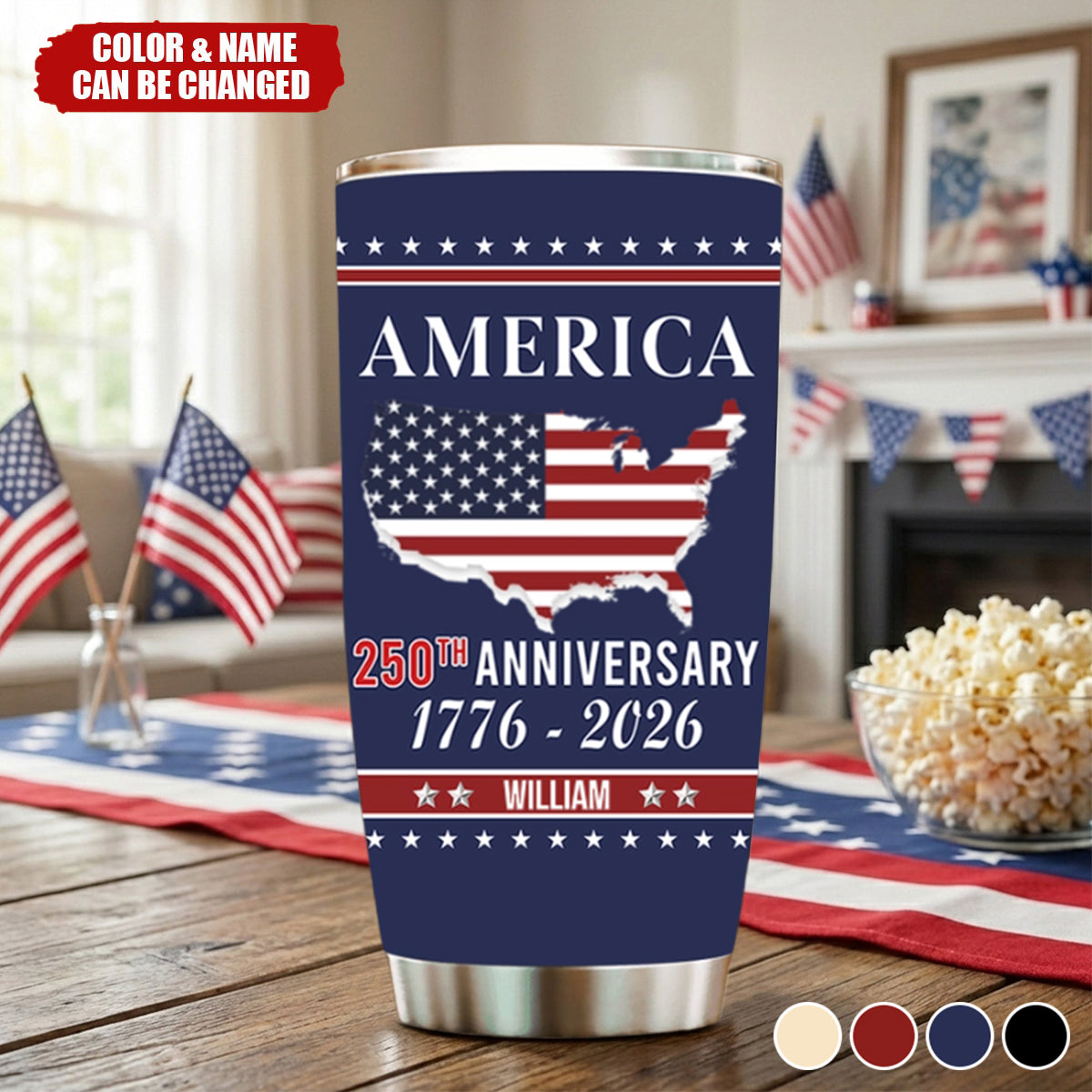 Personalized Family Name, 250th Anniversary Tumbler, 4th of July Gift, Patriotic Gift For Family