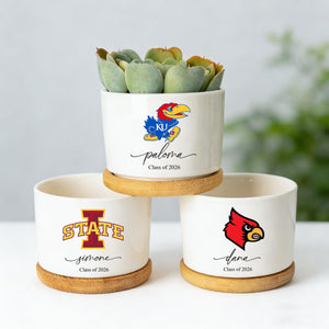 Personalized College Logo Plant Pot, University Pride Ceramic Pot, Custom 2026 Graduation Gifts, Class of 2026, College High School Grad Gifts