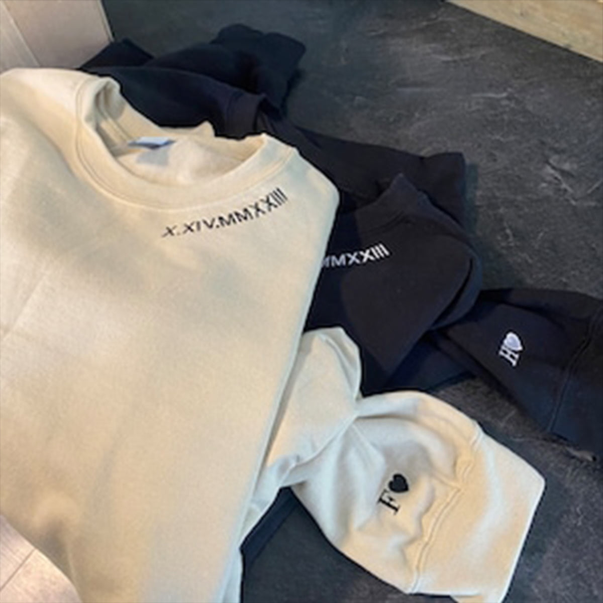 Personalized Embroidered Roman Numeral Date and Initial Perfect for Couple's Anniversary Apparel