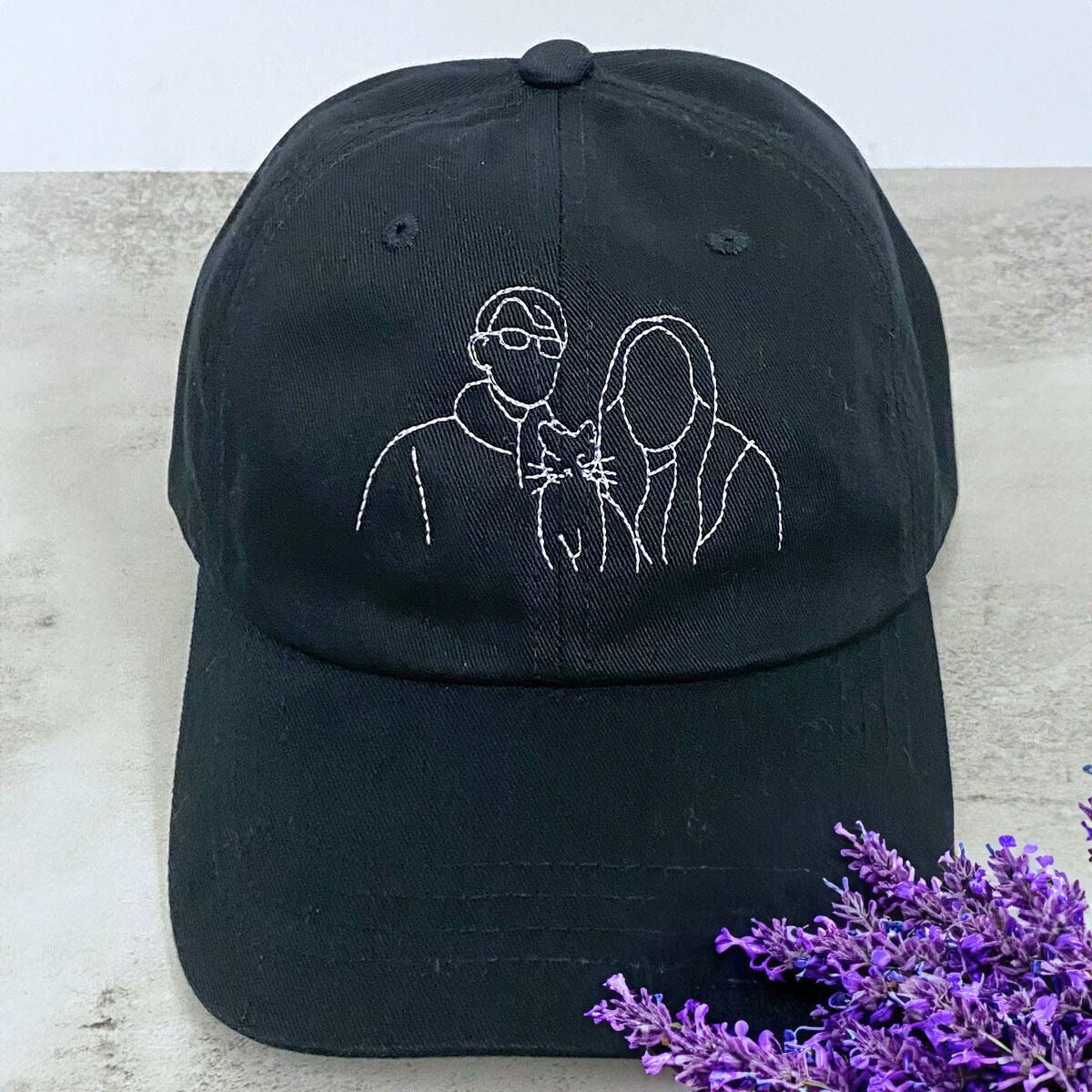 Embroidered Photo Couple Portrait - Personalized Embroidered Cap - Gift For Couple, Valentine's Day Gift