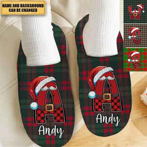 Custom Letter Christmas - Personalized Fleece Slipper - Christmas Gift For Family, Friends