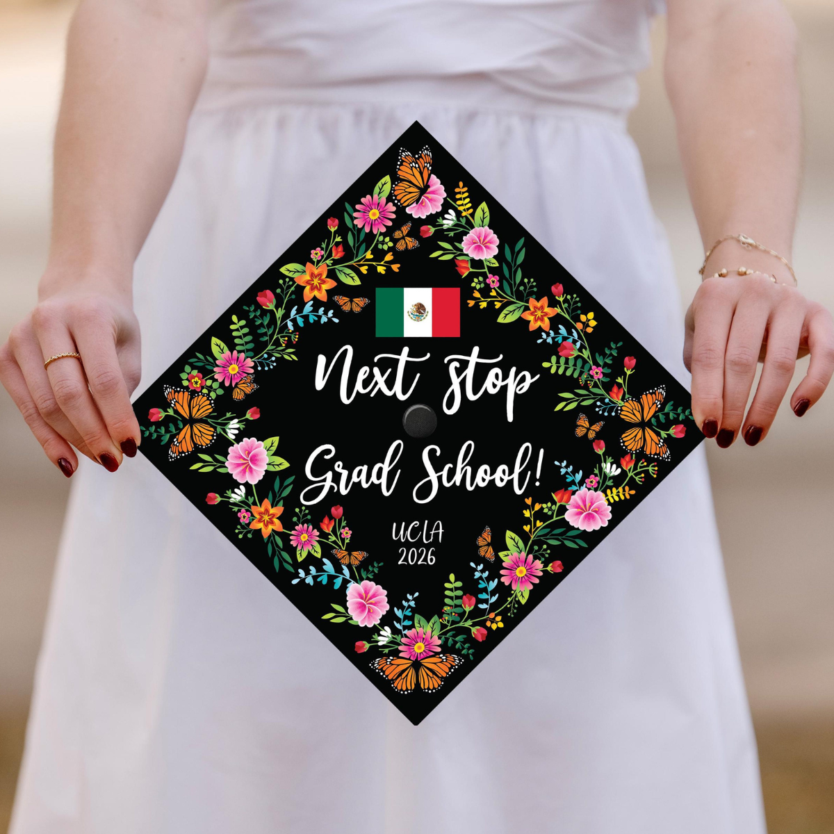 Mexican Floral Graduation Topper, Cap Decoration For Graduation 2026, Latina Graduation Gift