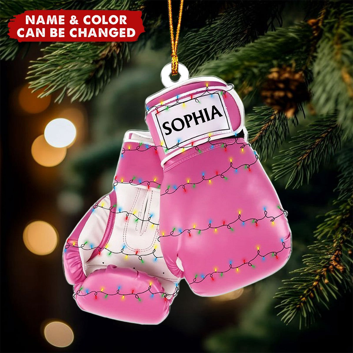 Custom Name Boxing Gloves Personalized Multicolor Shaped Ornament
