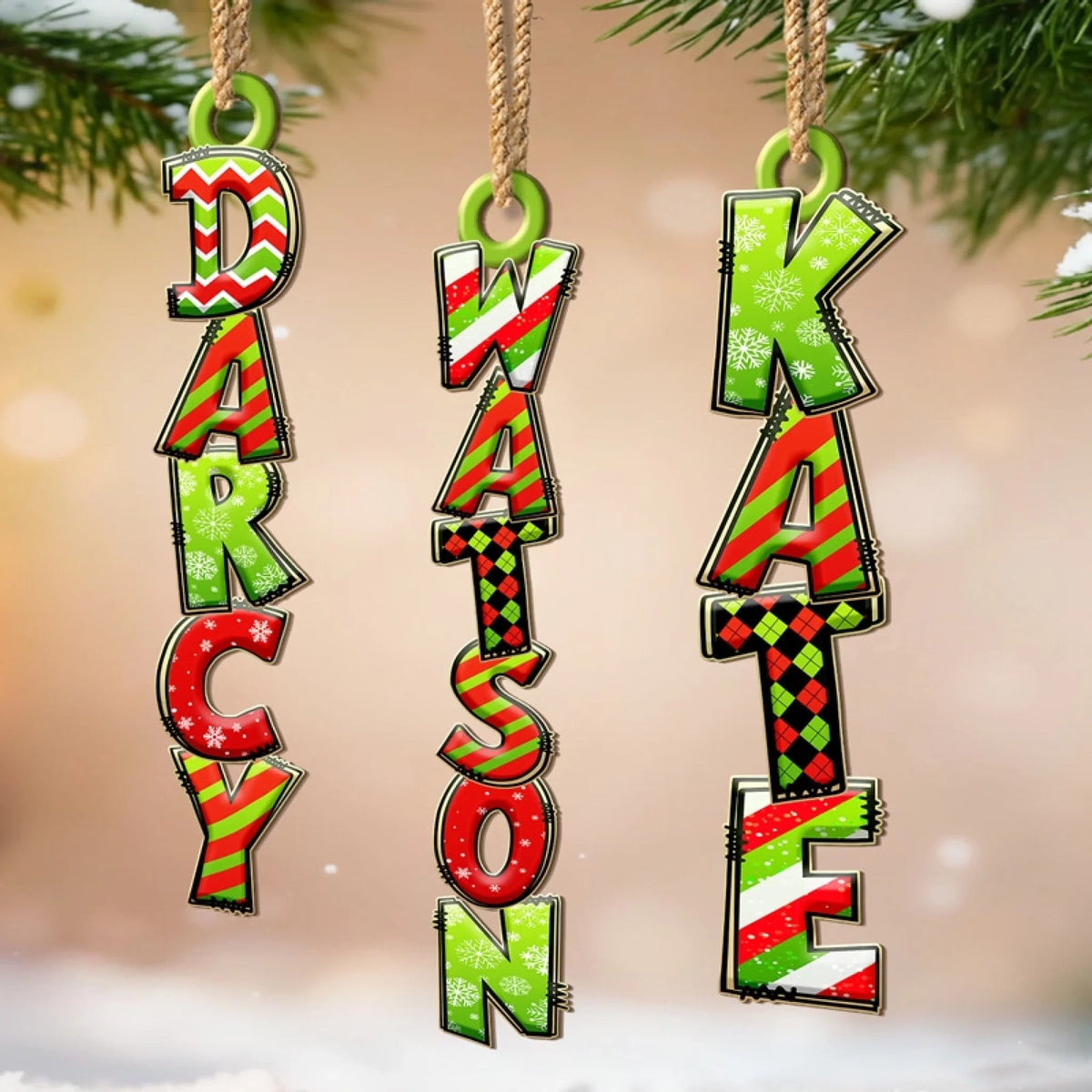 Custom Green Christmas Letter Ornament, Christmas Birthday Gifts For Family, The Perfect Dose Of Holiday Joy