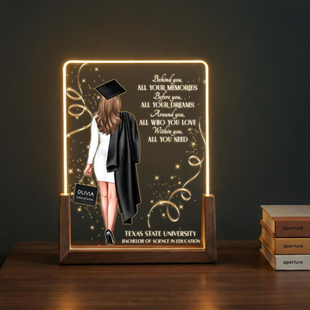Personalized Graduation Lamp, Custom Class of 2026 Gift for Daughter, Graduation LED Night Light with Name & University